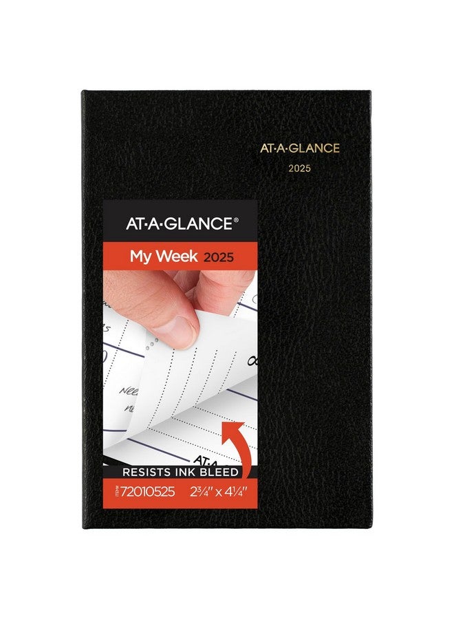 AT-A-GLANCE 2025 Fine Diary, Weekly & Monthly Diary, 2-3/4" x 4-1/4", Pocket Size, Black (72010525) - Image 1