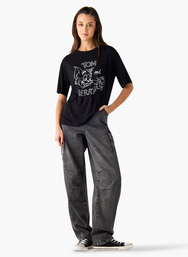 SP Characters Tom and Jerry Print T-shirt with Short Sleeves - Image 2