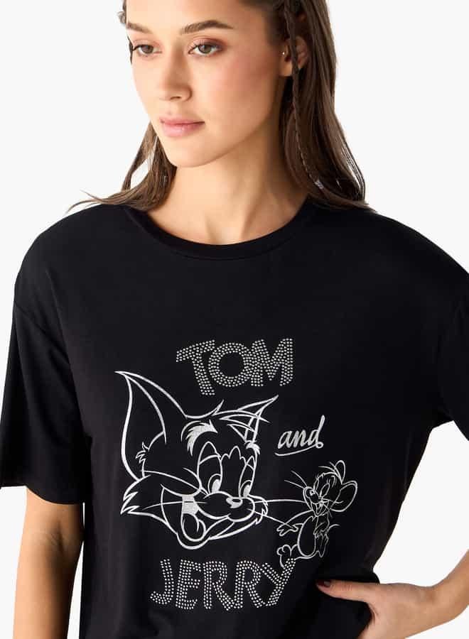 SP Characters Tom and Jerry Print T-shirt with Short Sleeves - Image 4