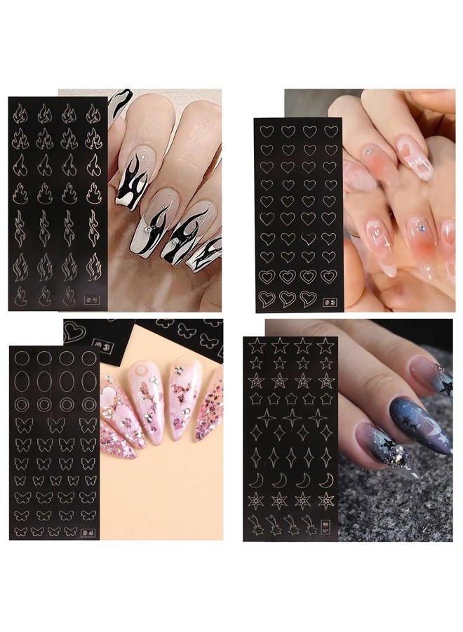 Furimuk 10 Sheets Airbrush Nail Stencils Stickers for Nail Art, 3D Self-Adhesive Butterfly Heart Snowflake French Design Hollow Printing Template Stencil Nail Guide Supplies for DIY Manicure Décor. - Image 3
