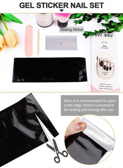 EBANKU 20PCS Semi Cured Gel Nail Polish Strips, EBANKU Black Adhesive Full Wrap Gel Nail Art Sticker, Waterproof Gel Nail Wrap Stickers with Nail File and Stick（UV/LED Lamp Required）  - Image 4