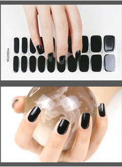 EBANKU 20PCS Semi Cured Gel Nail Polish Strips, EBANKU Black Adhesive Full Wrap Gel Nail Art Sticker, Waterproof Gel Nail Wrap Stickers with Nail File and Stick（UV/LED Lamp Required）  - Image 5