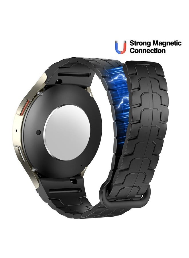 BURAQ For Samsung Galaxy Watch 7 / 6 / 5 Magnetic Silicone Watch Band(Black) - Image 3
