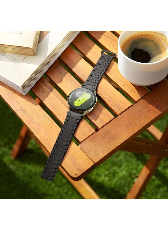 BURAQ For Samsung Galaxy Watch 7 / 6 / 5 Magnetic Silicone Watch Band(Black) - Image 5