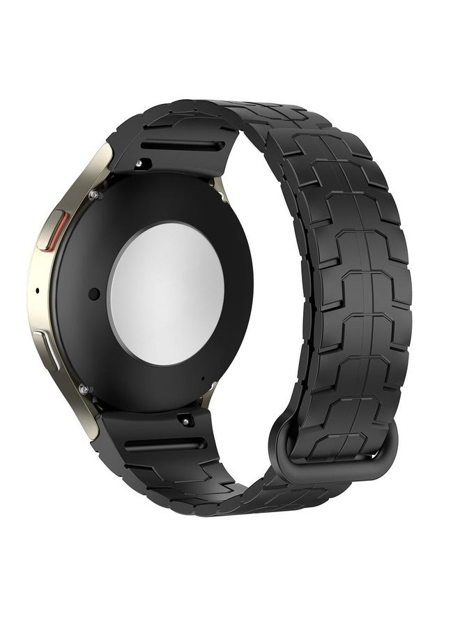 BURAQ For Samsung Galaxy Watch 7 / 6 / 5 Magnetic Silicone Watch Band(Black) - Image 2