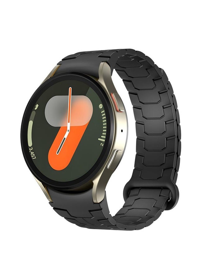BURAQ For Samsung Galaxy Watch 7 / 6 / 5 Magnetic Silicone Watch Band(Black) - Image 1