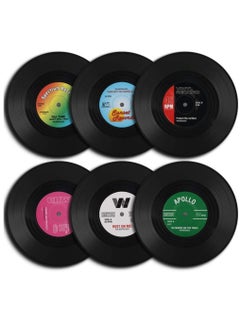 KASTWAVE Vinyl Record Coasters 6 Pcs Retro Style Vinyl Coasters Drinks Colorful Retro Decoration for Home Office Bar Funny House Warming Gift for Music Lovers Set  - Image 1