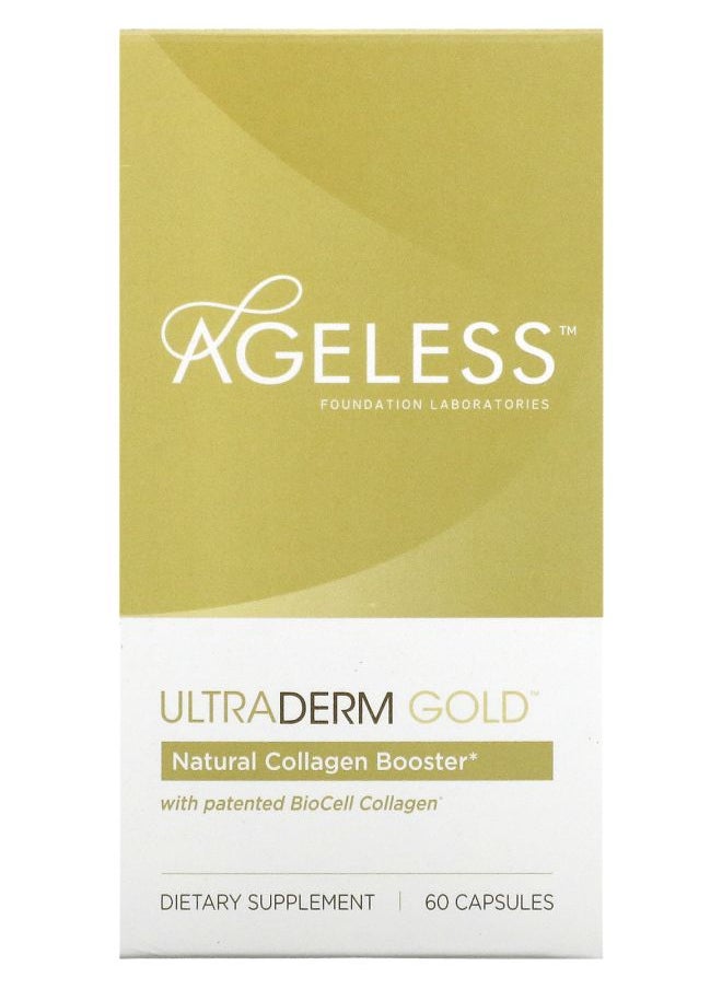 Ageless Foundation Laboratories - UltraDerm Gold Natural Collagen Booster with Patented BioCell Collagen 60 Capsules - Image 1