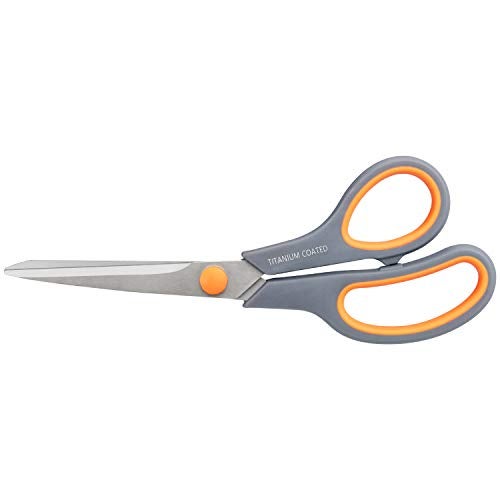 Hutou Scissors 8" Multipurpose Titanium Coated Sturdy Sharp Scissors Right/Left Handed Comfort-Grip Handles for Office Home School Sewing Fabric Craft Supplies Gray - Image 1