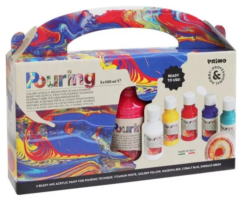 بريمو مجموعه اللوان أكريلك مكونه من 5 قطع CMP 5x100 مل اللوان متعددة - Image 1