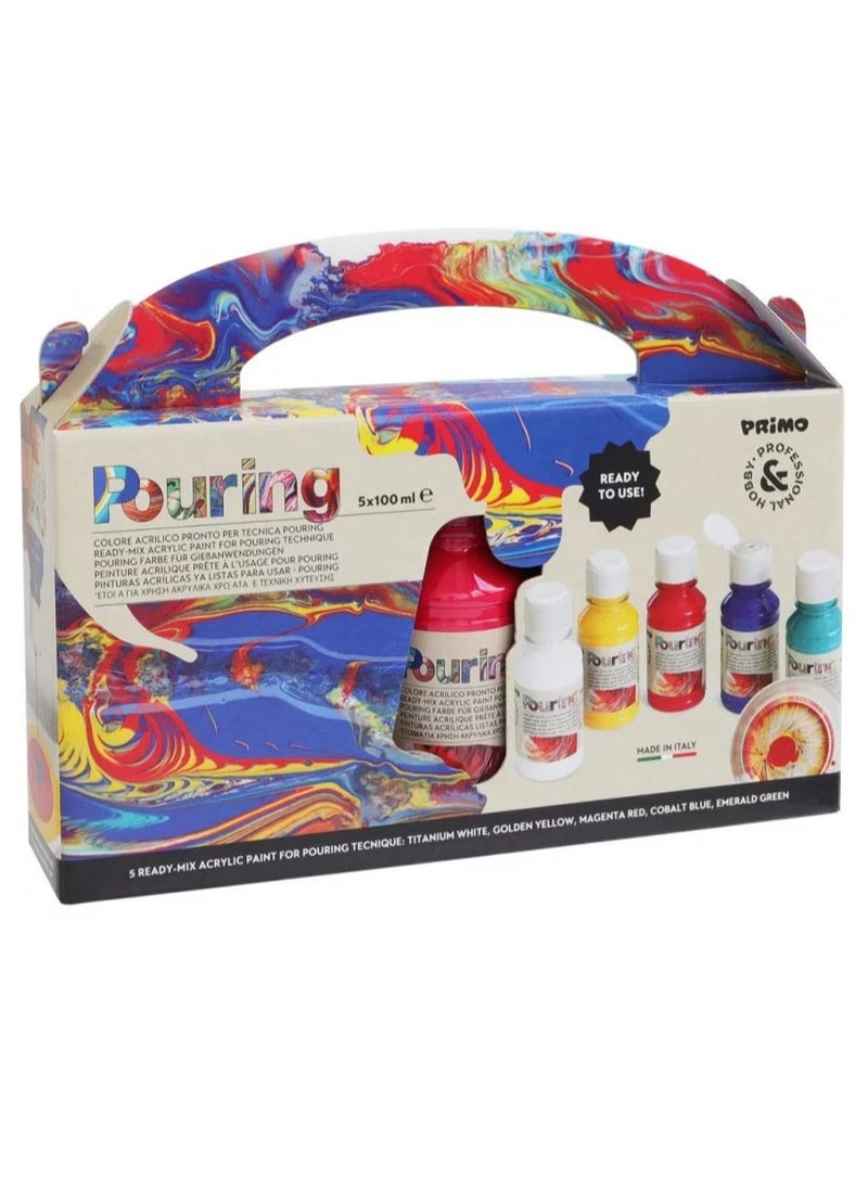 PRIMO CMP Acrylic Paint Set 5 x 100ml Assorted Colors  - Image 1