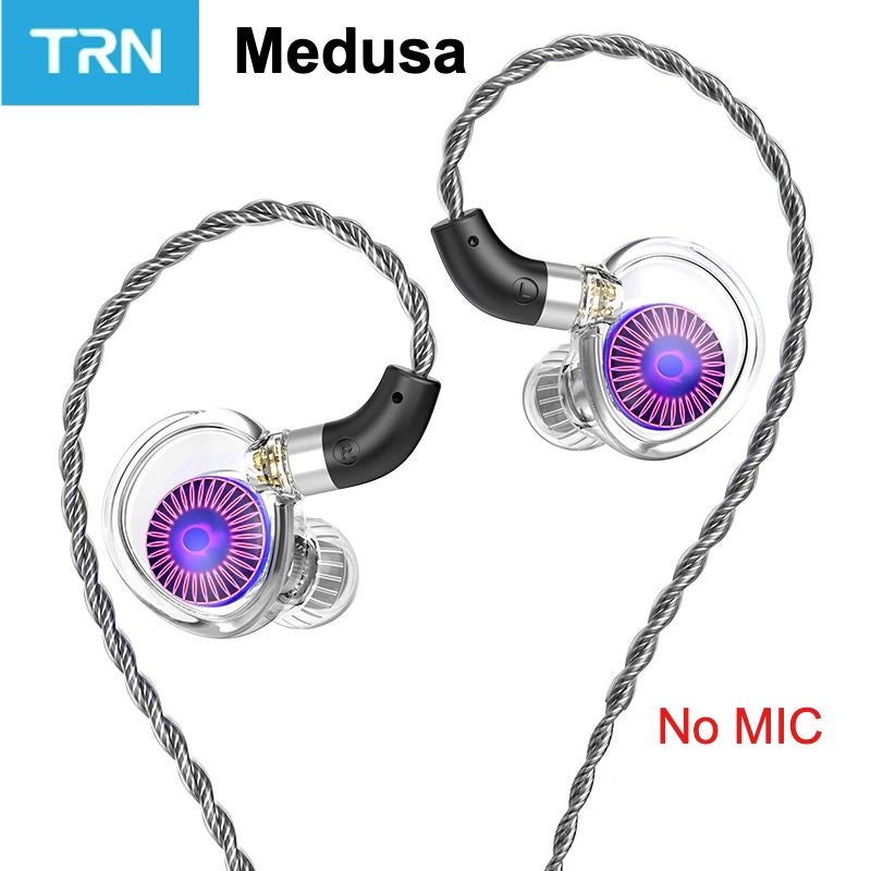 TRN Medusa HiFi Monitor Earphones, Dynamic Coil with DLC Diaphragm, 2-Pin Detachable Cable In-Ear Monitors, No Mic - Image 1