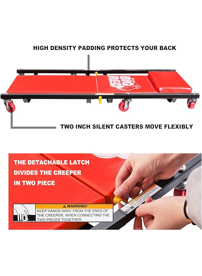 بيج ريد عربة ميكانيكية Ar7565B Torin Rolling Garage/Shop Creeper: قطعتان، مقاس 36 بوصة، مبطنة، مع مسند رأس و6 عجلات، لون أحمر - Image 3