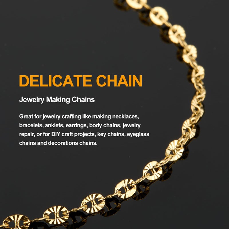 KYUNHOO 9.8 Feet Stainless Steel Jewelry Making Chains Gold Plated Chains Bulk Embossed Oval Chain Links with Lobster Clasps Jump Rings for Handcraft Making Supplies - Image 4