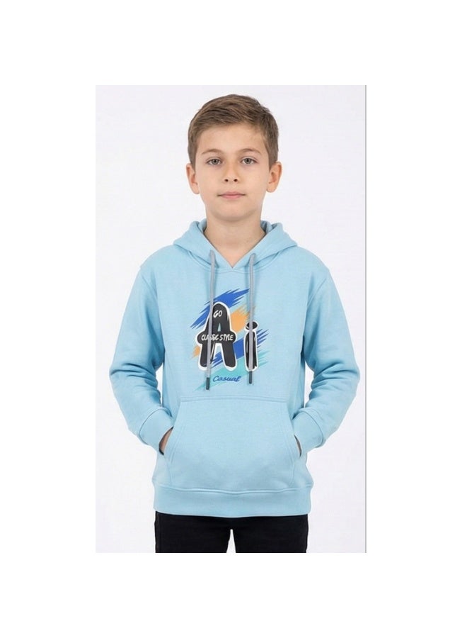 Caesar Milton boys' winter hoodie with prints on the chest - Image 1