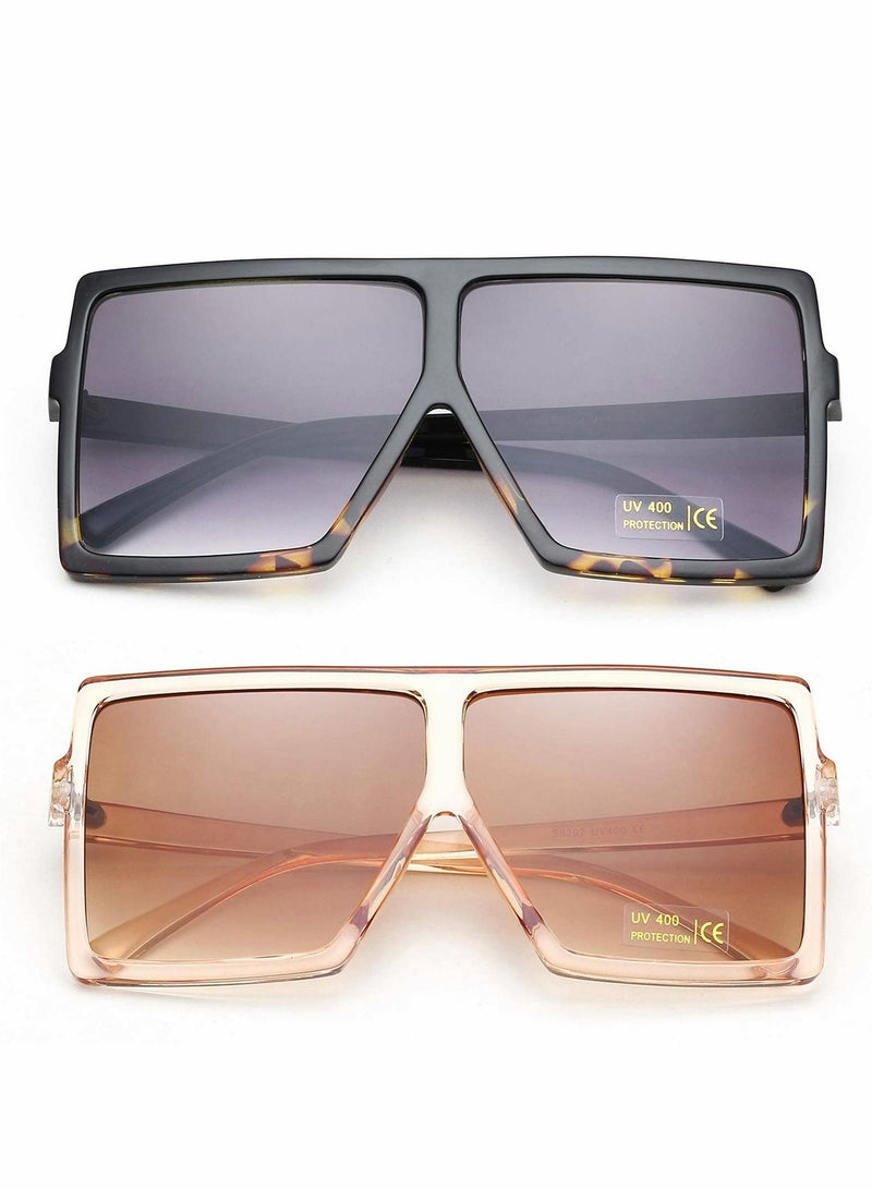 Excefore Sunglasses for Men and Women, Square Oversized Sunglasses, UV Protection Retro Vintage Shades Flat Top Fashion Shades Sunglasses - Image 2