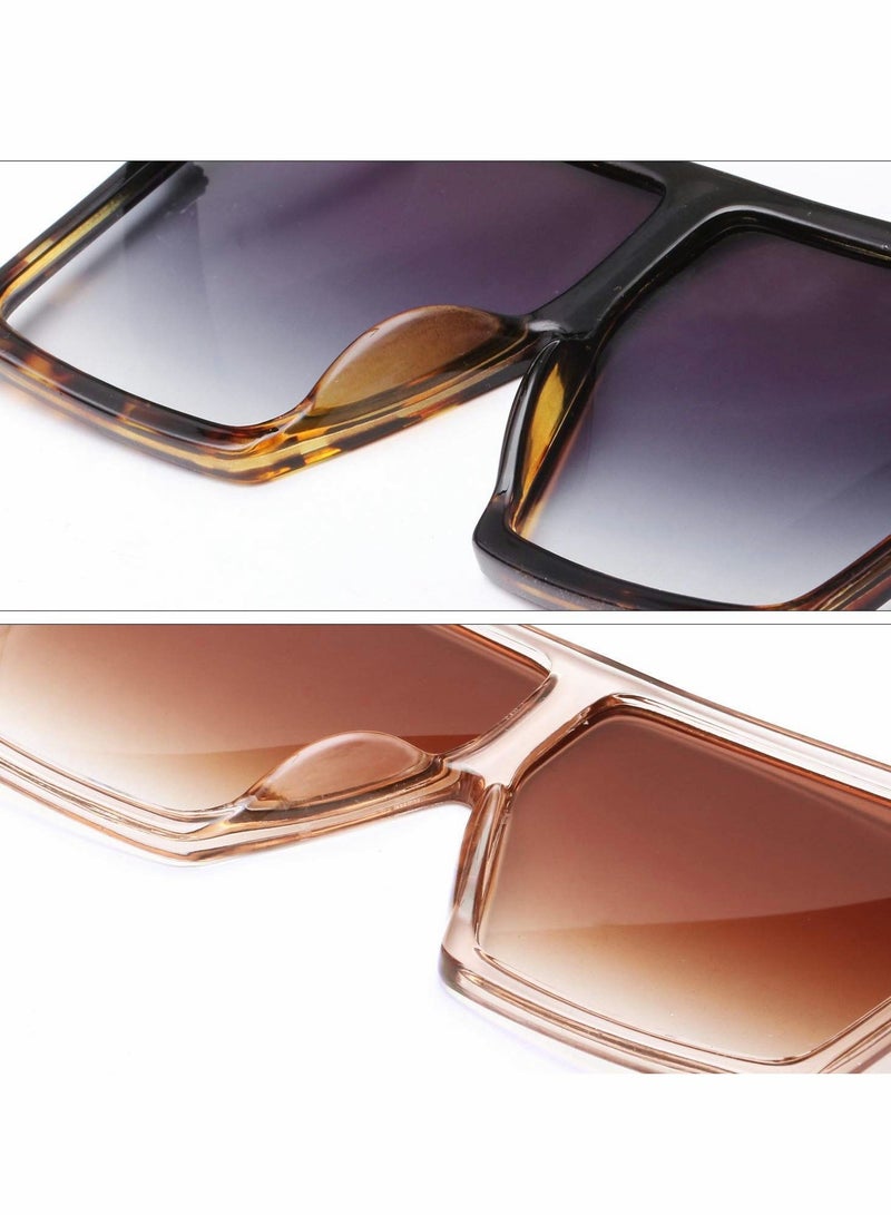 Excefore Sunglasses for Men and Women, Square Oversized Sunglasses, UV Protection Retro Vintage Shades Flat Top Fashion Shades Sunglasses - Image 4