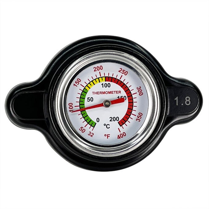 High Pressure Radiator Cap with Temperature Gauge Compatible with Honda Kawasaki Suzuki Yamaha Husqvarna Dirt Bike KTMPolaris Ranger Motorcycle ATV Models 18 Bar Radiator Cap 256psi