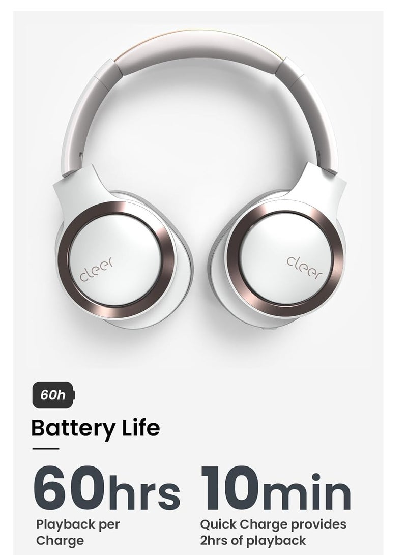 Cleer Enduro ANC Noise Cancelling Over the Ear Bluetooth Headphones with Mic, 60 Hrs Playtime, Noise Canceling, Ambient EQ Modes, Hi-Res Audio, Deep Bass, Multi-Point Connect, Bluetooth 5.0, Light Grey - Image 2