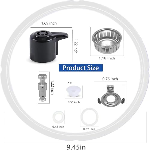 Fuator 13 Pcs Instant Pot Sealing Ring 6Qt Steam Release Valve Original Instant Pot Parts Replacement with 8 Silicone Caps, Steam Release Handle for IP Duo 3, 5, 6 Qt, Plus 6 Quart InstaPot parts - Image 2
