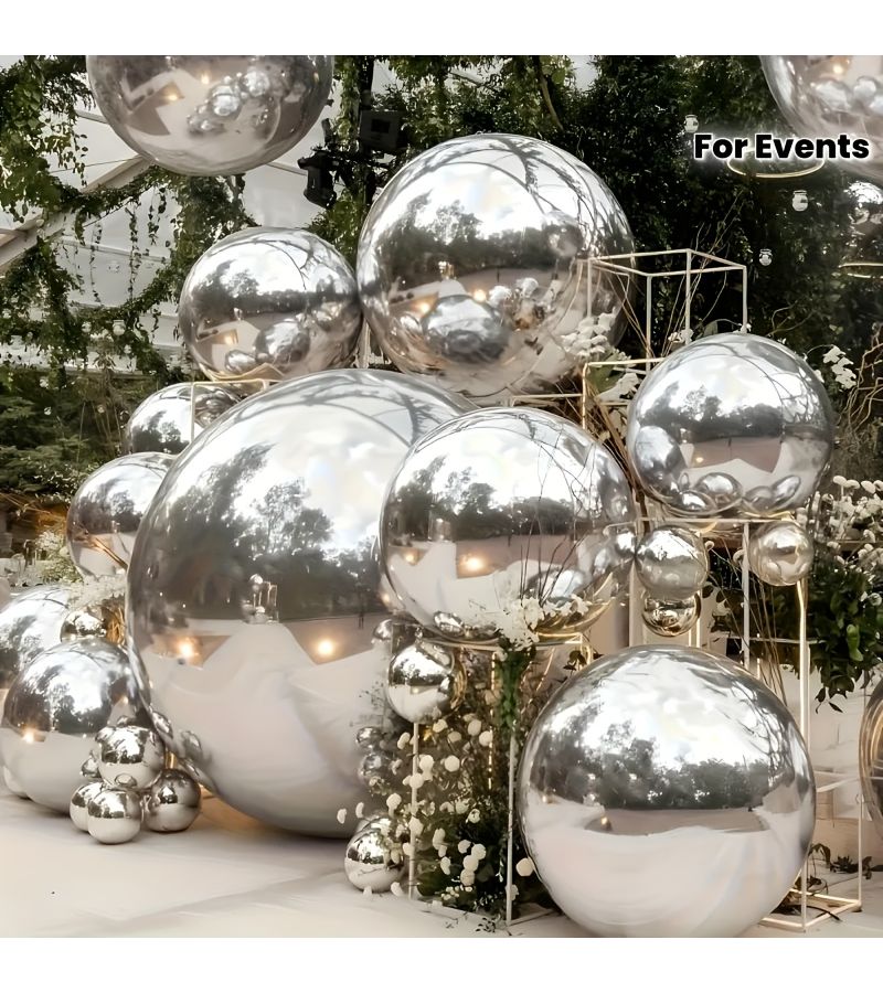 13 Pcs Silvery Aluminum Foil Balloons Reusable Sturdy Base Portable Carry Strap Reflective Surface For Christmas Wedding Birthday Mother S Day Party Decorations - Image 5