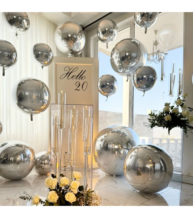 13 Pcs Silvery Aluminum Foil Balloons Reusable Sturdy Base Portable Carry Strap Reflective Surface For Christmas Wedding Birthday Mother S Day Party Decorations - Image 1