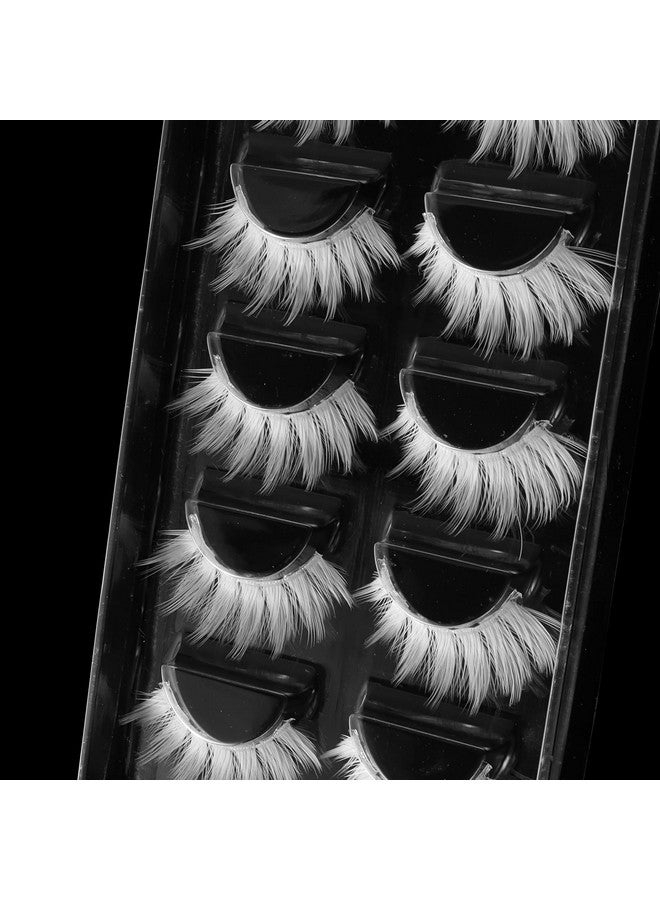 DSLONG DSLONG 5 Pairs White Lashes Cosplay Lashes 3D Multi-Layered Anime Manga Lashes Effect Fluffy Wispy Cat Eye White False Eyelashes For Halloween Masquerade Eyelash Tools (W01) - Image 5
