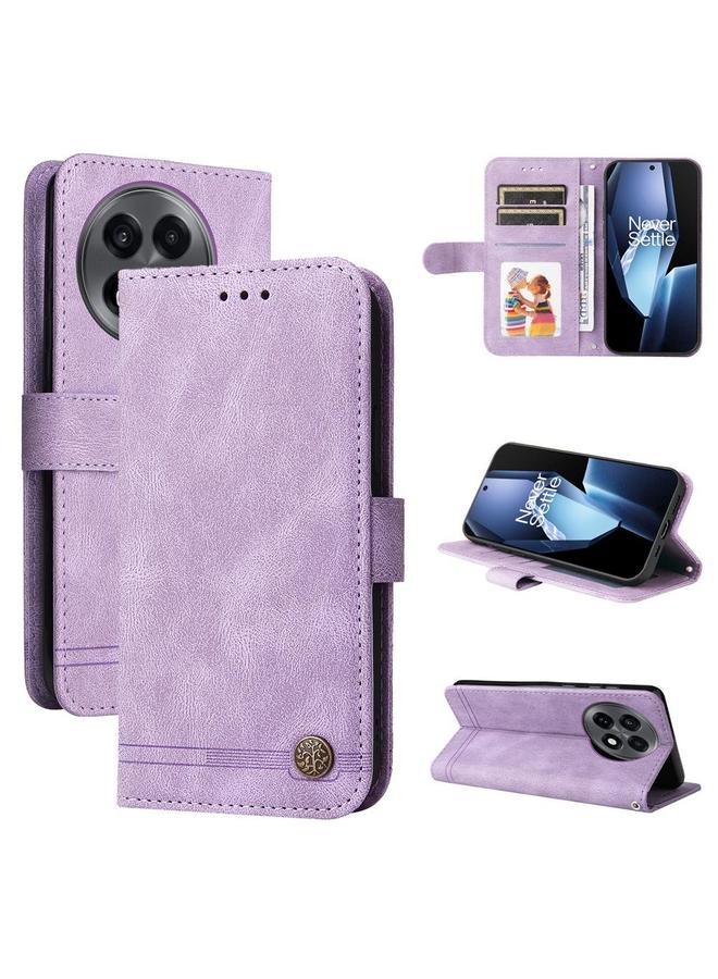 Zaboon For OnePlus 13R / Ace 5 / Ace 5 Pro Skin Feel Life Tree Metal Button Leather Phone Case(Purple) 