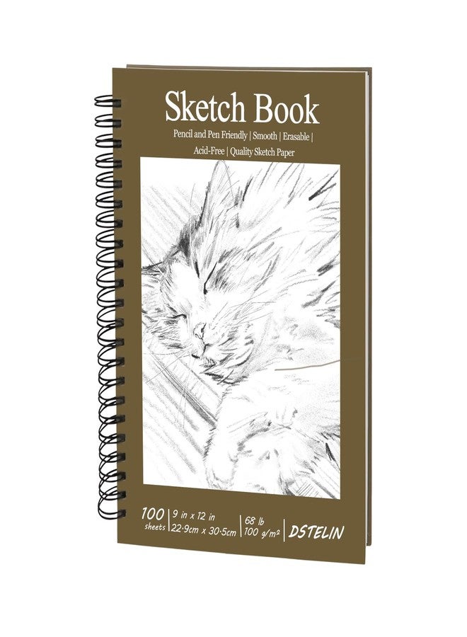 DSTELIN Hardcover Sketchbook, 100 Sheets Spiral Bound Sketch Pad (100 GSM Sketch Paper), 9" x 12" Drawing Paper Pad for Marker, Painting, Drawing and Sketching - Image 1