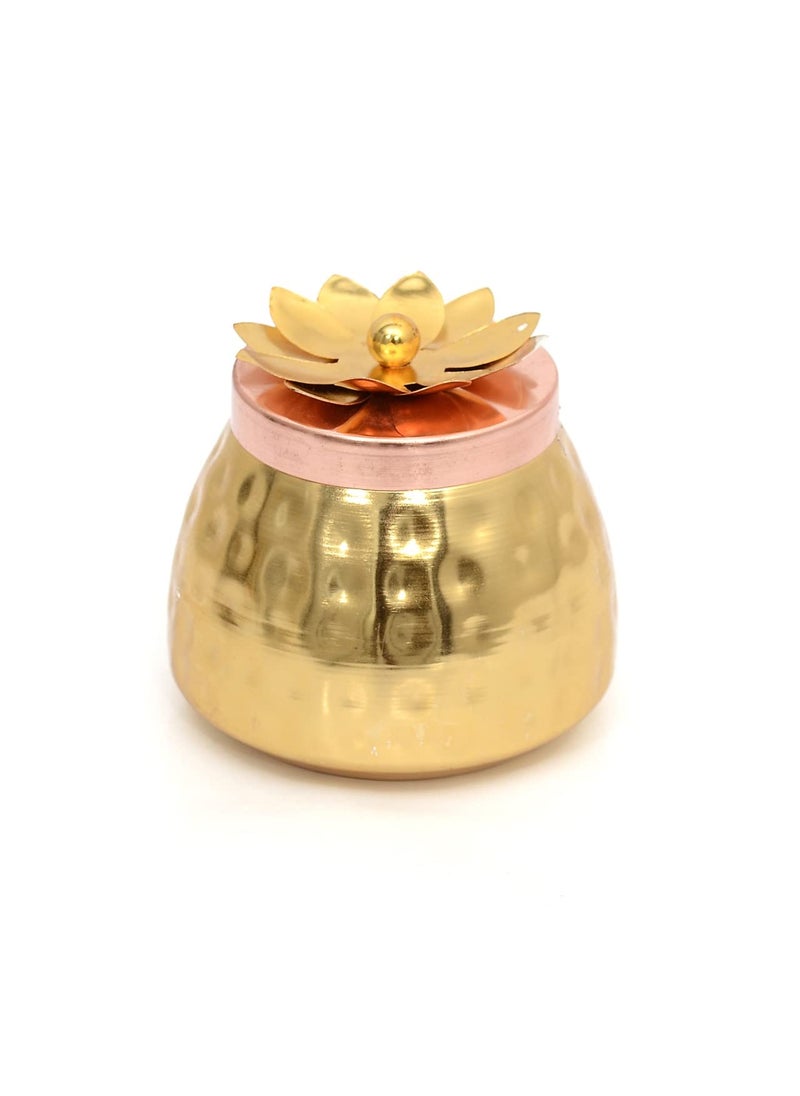 Skywalk Skywalk Hammered Gold Copper Plated Jar/Copper Container for dry fruits/Decorative Serving Bowl (H-3.5") 