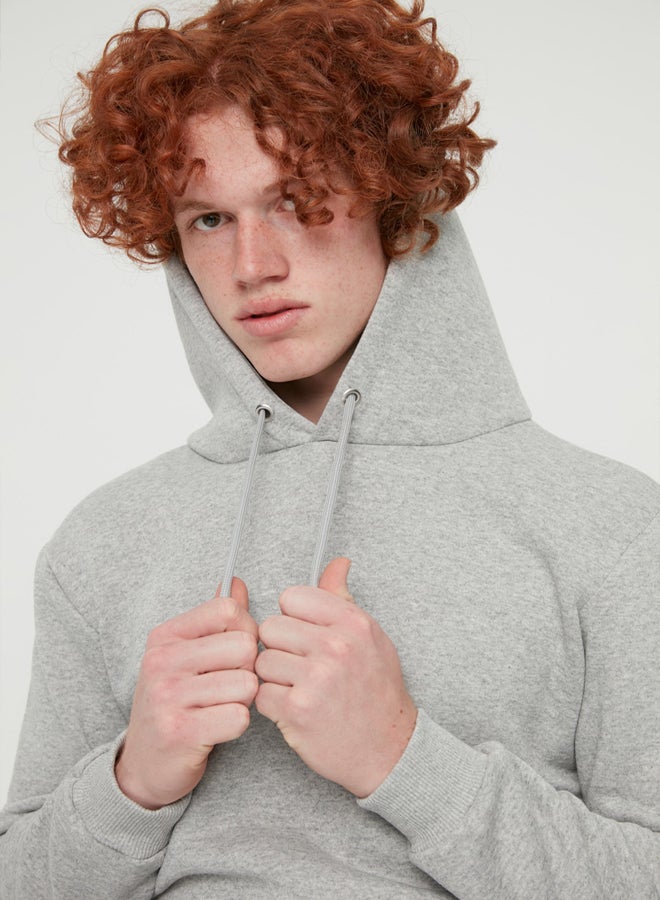 trendyol Grey Melange Regular/Normal Cut Hooded Fleece/Warm Sweatshirt - Image 5