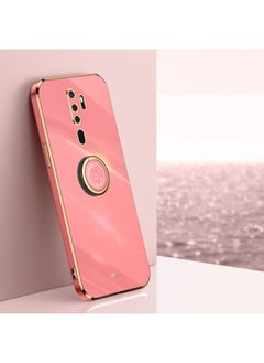 Case Cover For OPPO A9 2020 / A11x XINLI Straight 6D Plating Gold Edge TPU Shockproof Case with Ring Holder Hawthorn Red