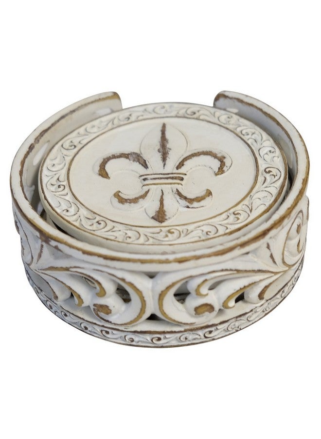إل إل هوم مجموعة 4 كوستر من LL Home Fleur De Lis Scrolls - Image 1