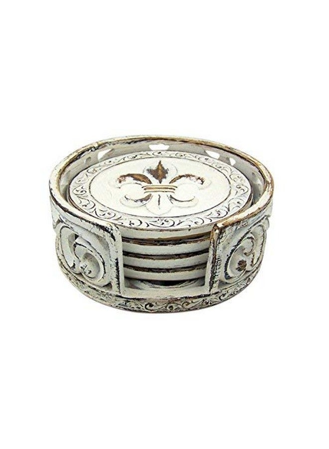 إل إل هوم مجموعة 4 كوستر من LL Home Fleur De Lis Scrolls - Image 2
