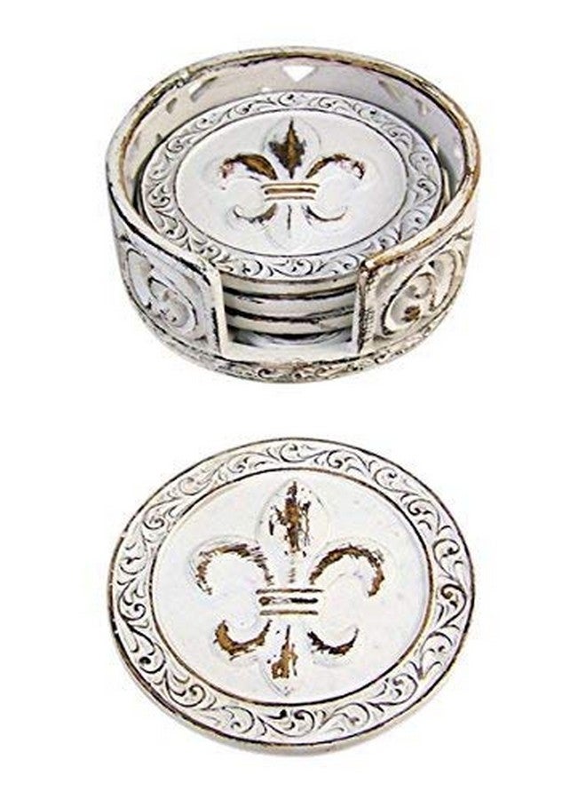 إل إل هوم مجموعة 4 كوستر من LL Home Fleur De Lis Scrolls - Image 5