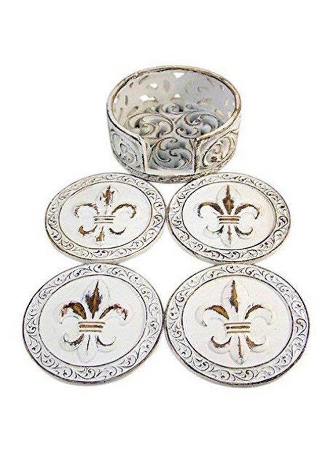 إل إل هوم مجموعة 4 كوستر من LL Home Fleur De Lis Scrolls - Image 3