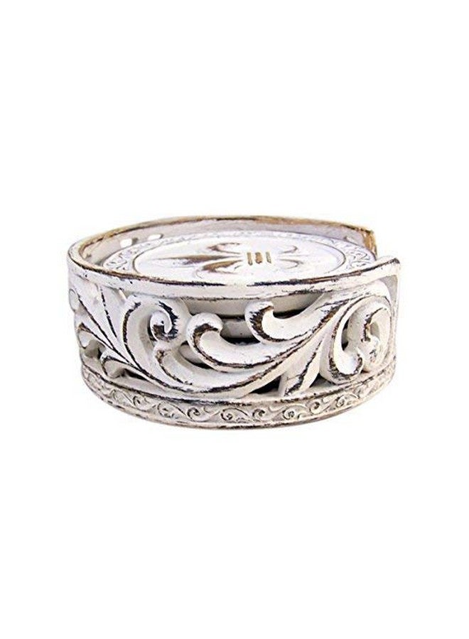 إل إل هوم مجموعة 4 كوستر من LL Home Fleur De Lis Scrolls - Image 4