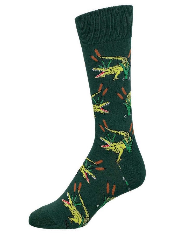 Socksmith Men's See Ya Later Alligator Crew Socks, Green