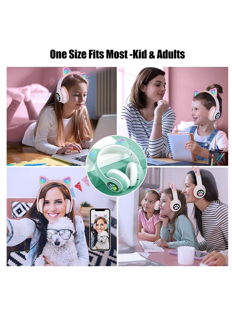 Excefore - Cat Ears Wireless Bluetooth Kids Headphones, Cat Ears Bluetooth Over Ear Kitty Headphones Volume Limiting - Image 1