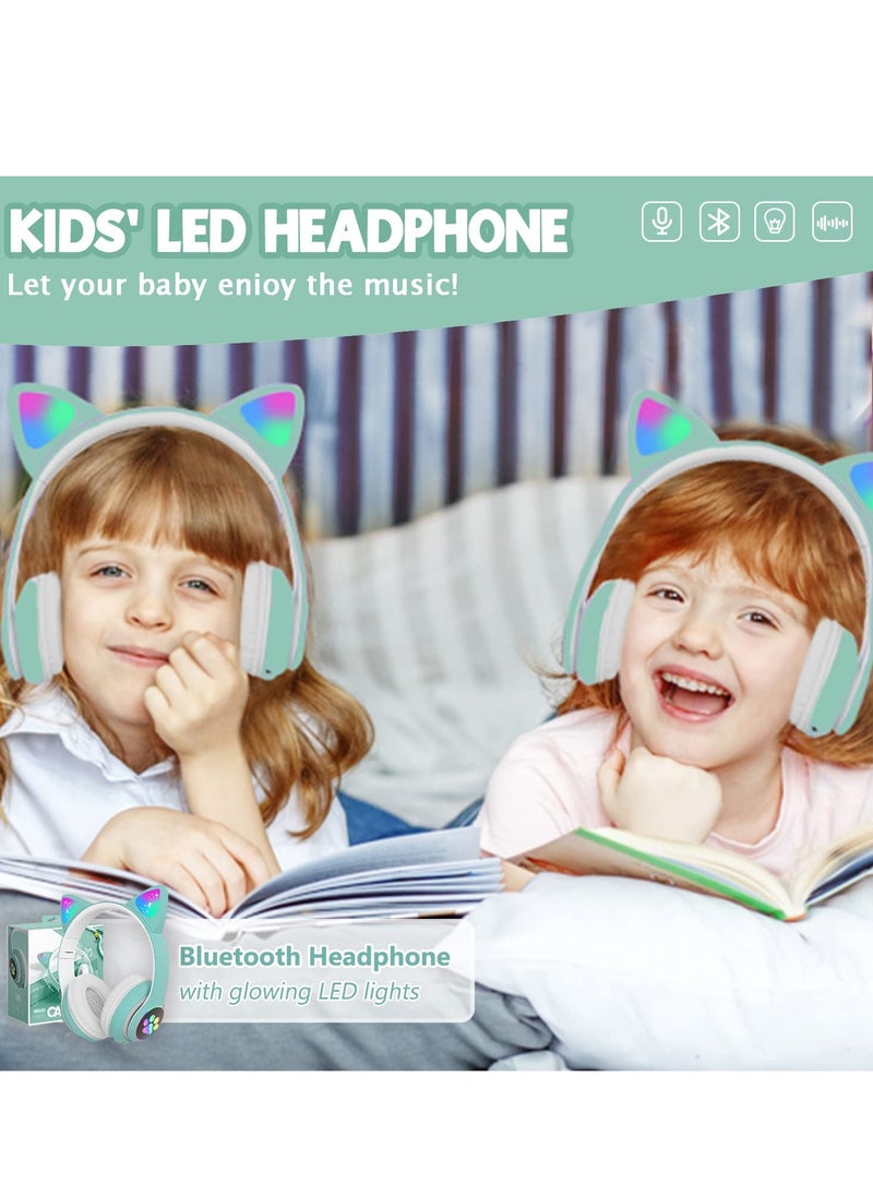 Excefore - Cat Ears Wireless Bluetooth Kids Headphones, Cat Ears Bluetooth Over Ear Kitty Headphones Volume Limiting - Image 1