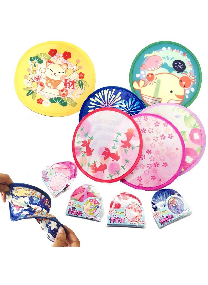 Carykon Carykon Round Japanese Style Folding Fans Hand Fan for Wedding Party and Personal Decoration Set of 4 Random Color 