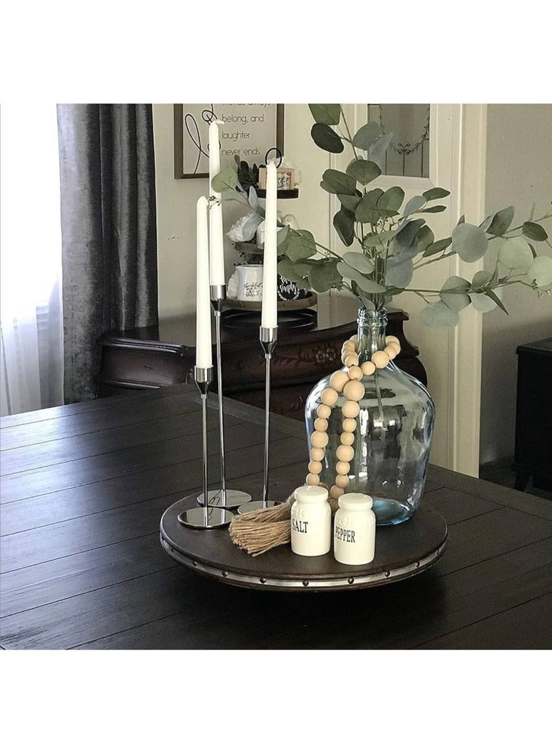 ناما حوامل شموع فضية بتصميم مزخرف وأنيق تناسب الشموع المدببة والشموع السميكة بحجم 1.9 سم وشموع ليد لحفلات الزفاف والعشاء والمناسبات الخاصة مجموعة من 3 قطع (حامل شموع معدني) - Image 4