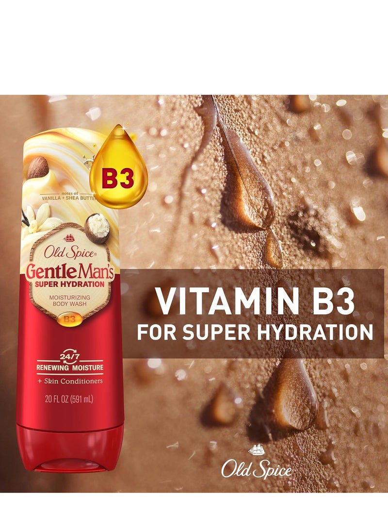 Old Spice - Old Spice Body Wash GentleMan’s Super Hydration for Men, 24/7 Renewing Moisture, Gentle on Skin, Vanilla + Shea Scent, 20 fl oz - Image 1