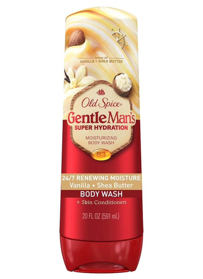 Old Spice - Old Spice Body Wash GentleMan’s Super Hydration for Men, 24/7 Renewing Moisture, Gentle on Skin, Vanilla + Shea Scent, 20 fl oz - Image 1