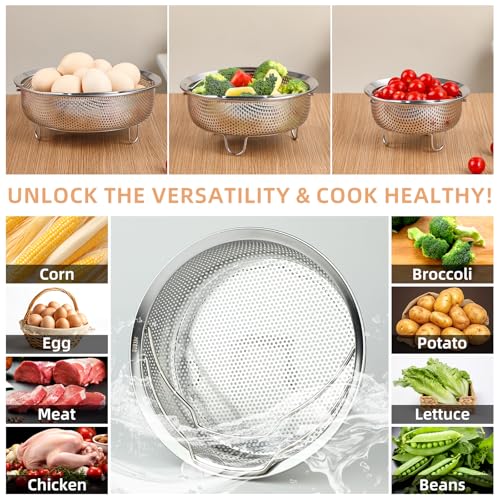 YENXIKU Stainless Steel Steamer Basket Pot Insert for Vegetable Dumpling Fruits MultiPurpose Mesh Strainer for Cooking - Image 3