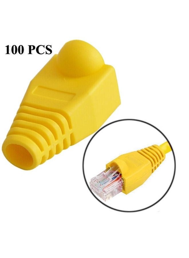 Network Cable Boots Cap Cover for RJ45, Yellow (100 pcs in one packaging , the price is for 100 pcs)(Yellow)  - Image 1