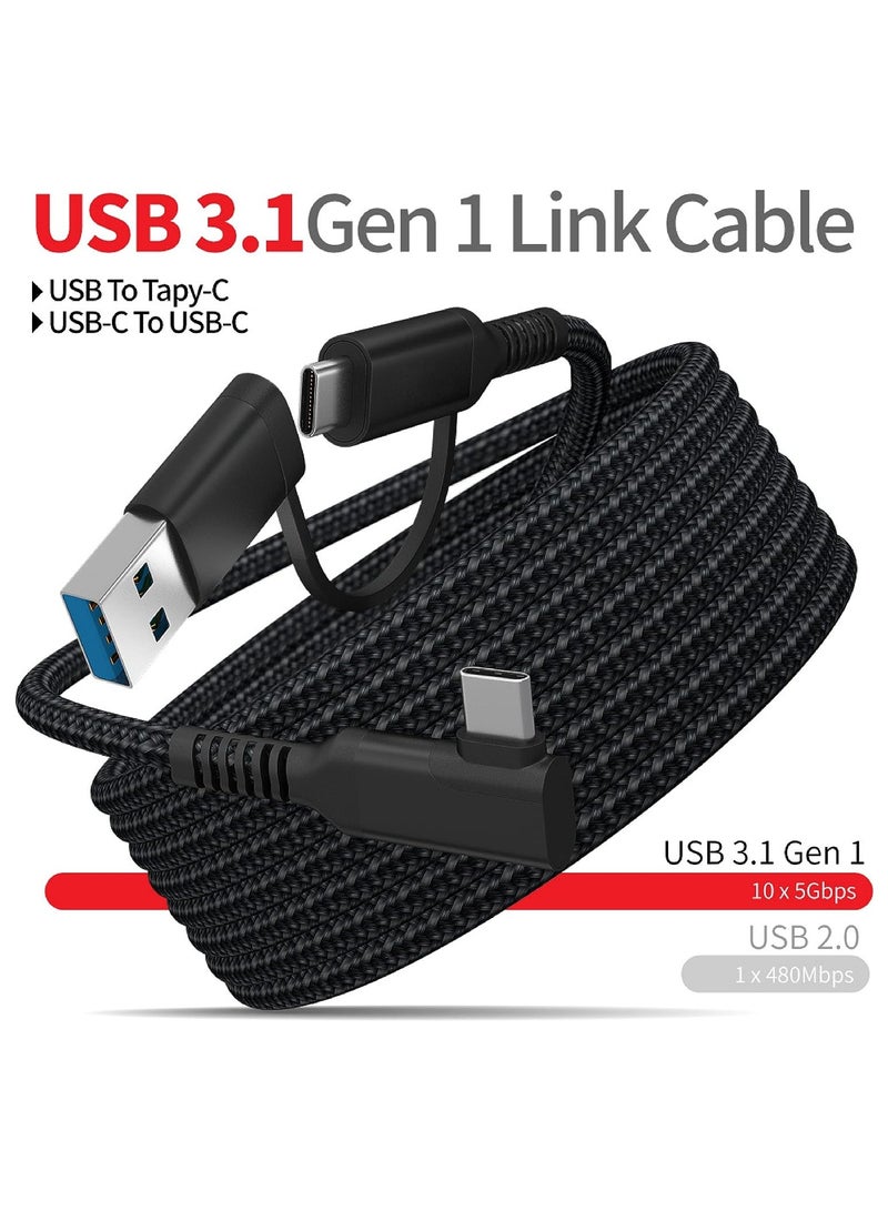 KASTWAVE Link Cable for Oculus Quest 2 19 FT SYOSI 2 in 1 High Speed PC Data Transfer Link Cable Fast Charging USB 3.1 Gen2 to USB C Cable for Virtual Reality Headset and PC Gaming Black Woven - Image 4