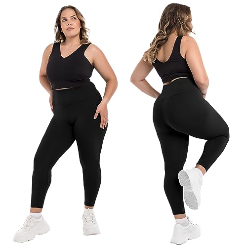 Walifrey High Waist Plus Size Leggings for Women, Buttery Soft Plus Size Leggings Black 4XL - Image 3