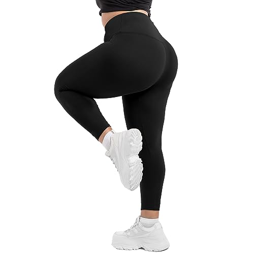 Walifrey High Waist Plus Size Leggings for Women, Buttery Soft Plus Size Leggings Black 4XL - Image 2