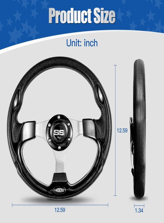 NOKINS 12.5" Universal Golf Cart Steering Wheel, Fit EZGO TXT&RXV Club Car DS&Precedent Yamaha, Most Golf Carts (Black) - Image 5